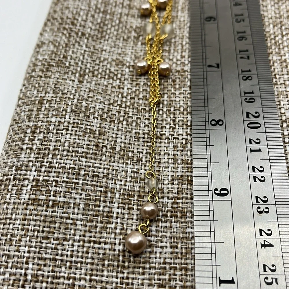 🌟 Elegant Gold-Tone Napier-Inspired Drape Necklace with Pearl Accents - Picture 9 of 14